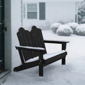 Folding Adirondack Outdoor Bench for 2 – Black - Image 3