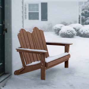 Folding Adirondack Outdoor Bench for 2 – Brown - Image 3