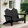 Folding Adirondack Outdoor Bench – Black