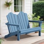 Folding Adirondack Outdoor Bench for 2 – Blue - Image 3